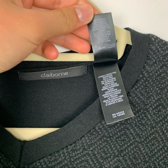 Claiborne Black Diamond V-Neck Grandpa Sweater - Picture 9 of 10